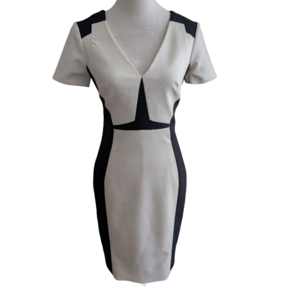 Karen Millen Colorblock Dress | Cream & Black | Size US 6 | Bodycon - Picture 3 of 10